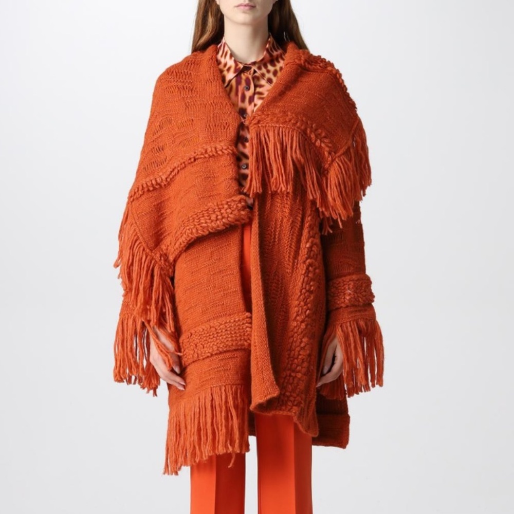 Stella McCartney NWOT Comfy Alpaca Blend Oversized Chunky Fringe Cardi Jacket